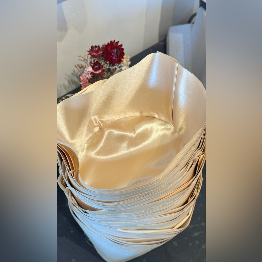 Hat Bar Supply – 100 Satin Hat Liners (Beige Gold)